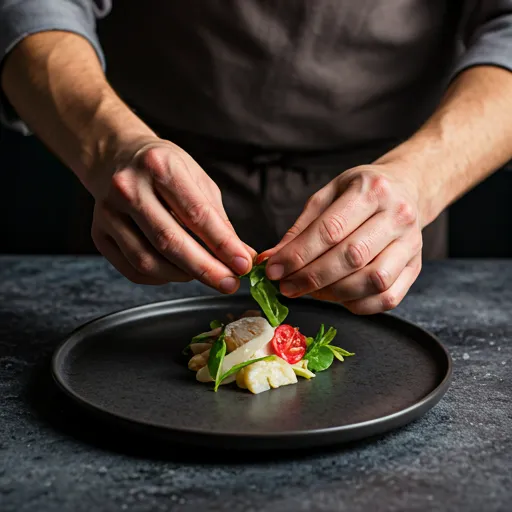 Chef emplatando con detalle